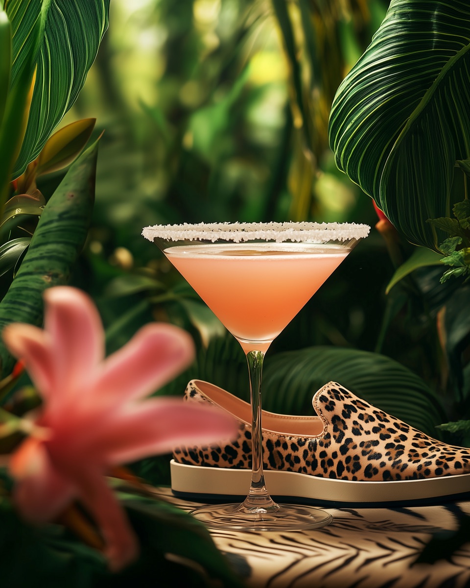 Wild Cheetah Martini pairing — animal print shoes with a martini by Shoes & Booze